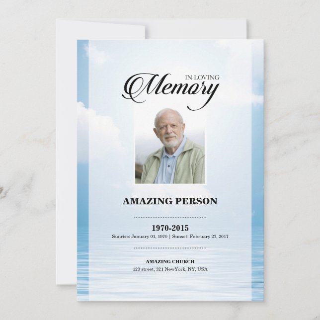 Modèle de la carte de prière funéraire (Devant)