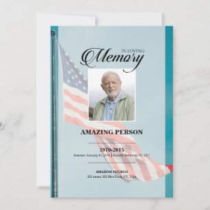 Modèle de la carte de prière funéraire patriotique