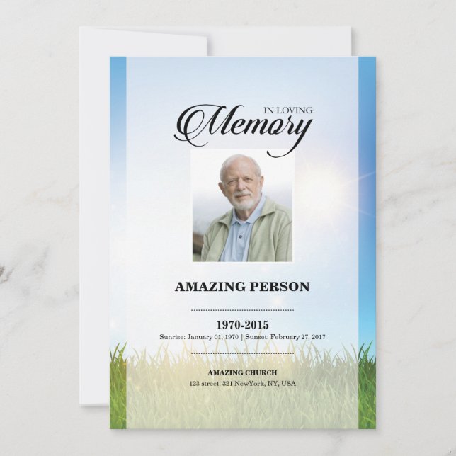 Modèle de la carte de prière funéraire Sky (Devant)