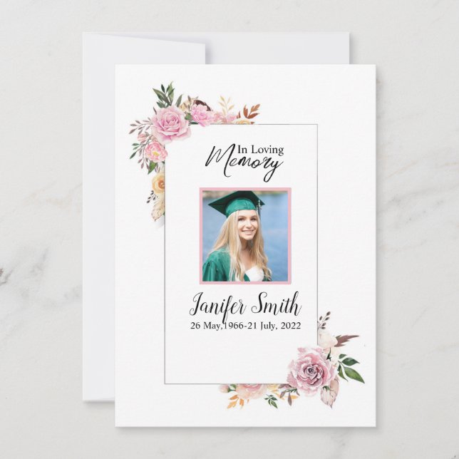 Modèle de la carte de prières funéraires florales (Devant)