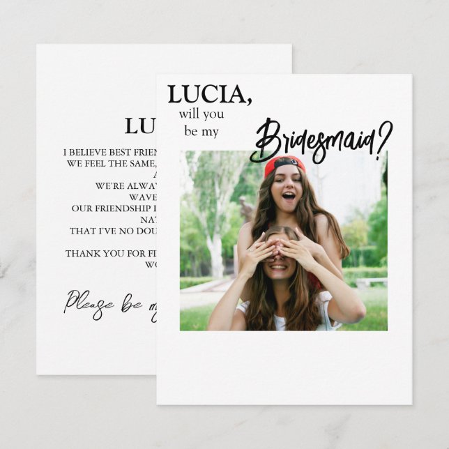 Modèle de la carte de proposition de la Bridesmaid (Devant / Derrière)