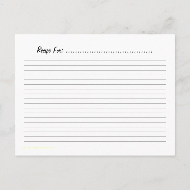 Modèle de la carte de recette jaune (Dos)