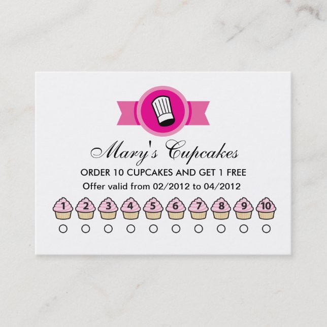 Modèle de la carte de récompenses Cupcake (Devant)