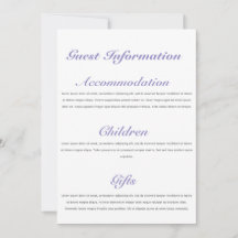 Modèle de la carte d'information d'invité mariage