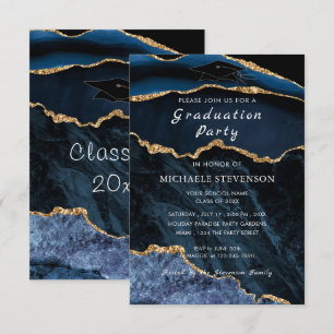 Modèle de l'invitation de graduation en marbre ble