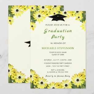 Modèle de l'invitation de graduation Fleurs Jaunes