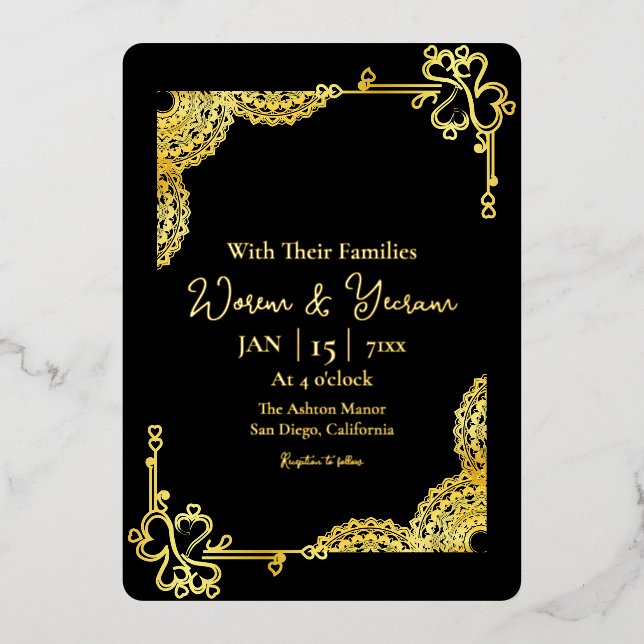 Modèle De Luxe Carte D'Invitation Gold Foil (Recto)