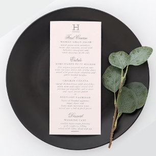 Modèle de menu Chic Blush Pink & Grey Mariage