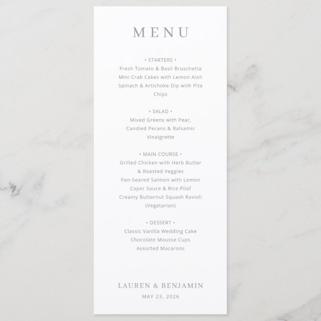 Modèle de menu crème élégant (Devant)