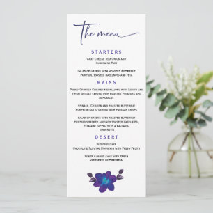Modèle de menu de mariage à l'orchidée bleue perso