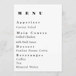 Modèle de menu de mariage moderne