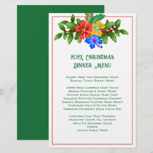 Modèle de menu d'Hibiscus pour le dîner de Noël en