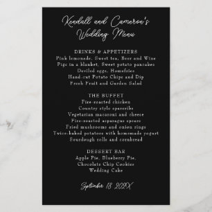 Modèle de menu Mariage noir et blanc
