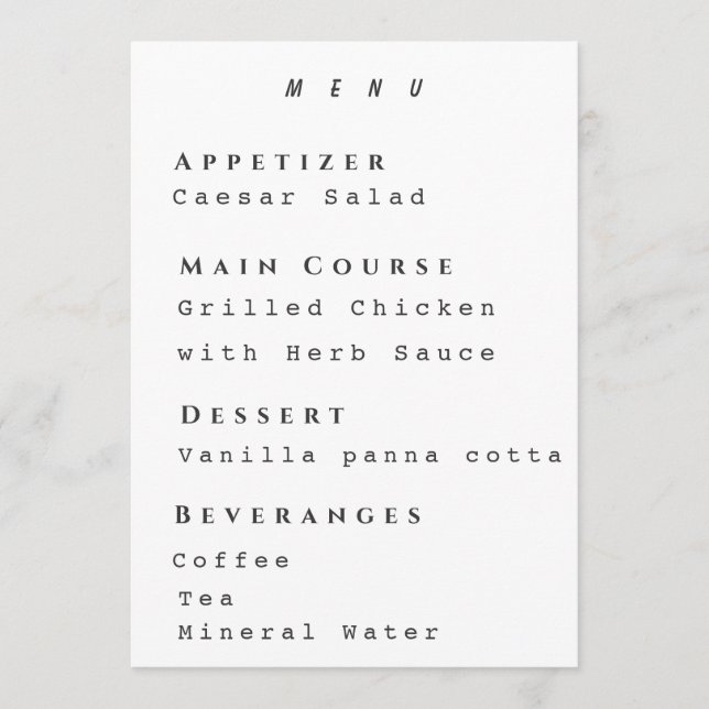 Modèle de Menu Propre Moderne Simple Réception (Devant)