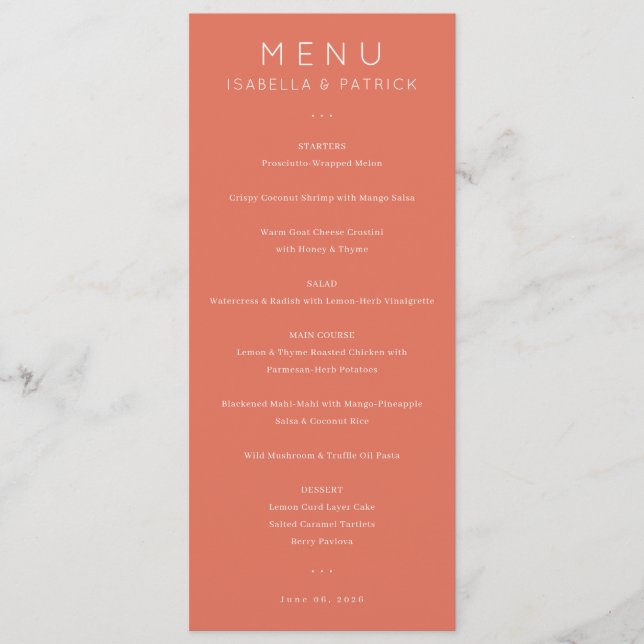 Modèle de menu rose élégant (Devant)