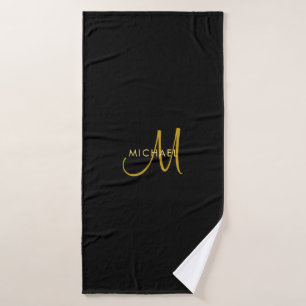 Modèle de monogramme initial baptisé Black&Gold
