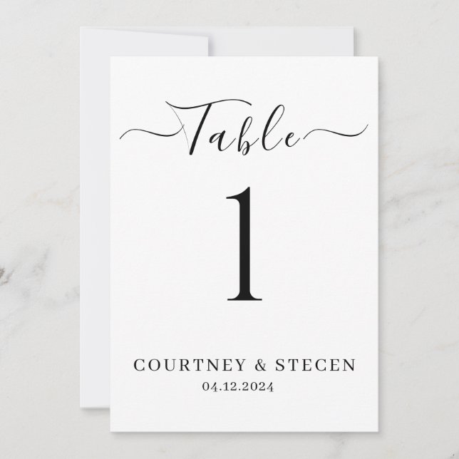 Modèle de numéro de table de mariage : Calligraphi (Devant)