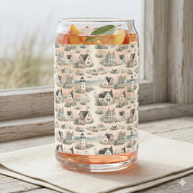 Modèle de phare de cottage côtier (Coastal Cottage Lighthouse Pattern Can Glass)