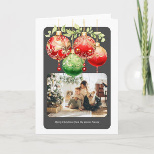 Modèle de photo de boules rouges et vertes de Noël