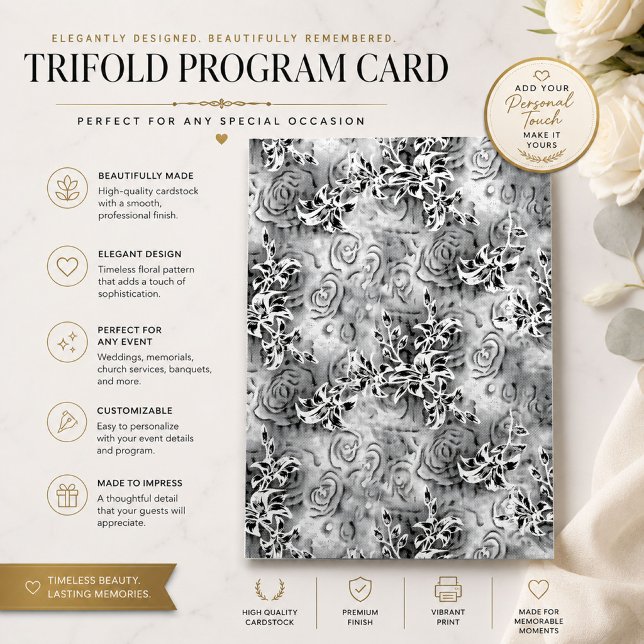 Modèle de programme triptyque floral élégant (Créateur téléchargé)