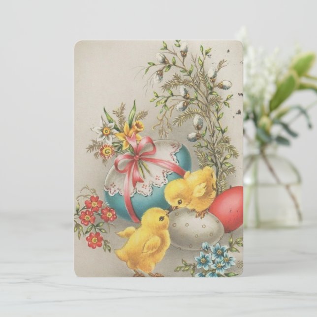 Modèle de salutation de Pâques vintage (Debout devant)