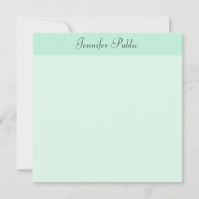 Modèle de script manuscrit moderne Mint Green (Devant)