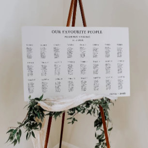 Modèle de tableau de sièges Mariage minimaliste