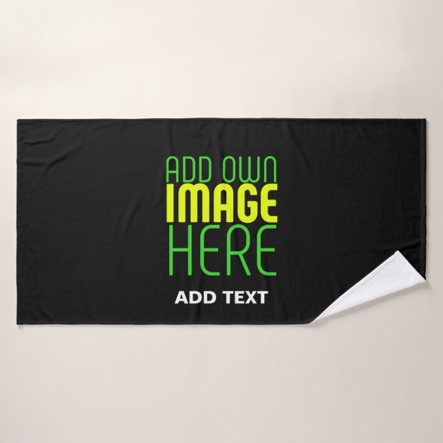 MODELE DE TEXTE D'IMAGE NOIRE SIMPLE ET MODIFIABLE (Serviette de bain)