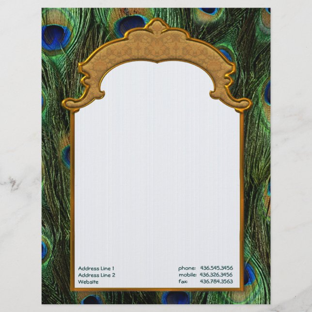 Modèle D'en-tête De Lettre En-tête de plume de paon - Personnaliser (Devant)