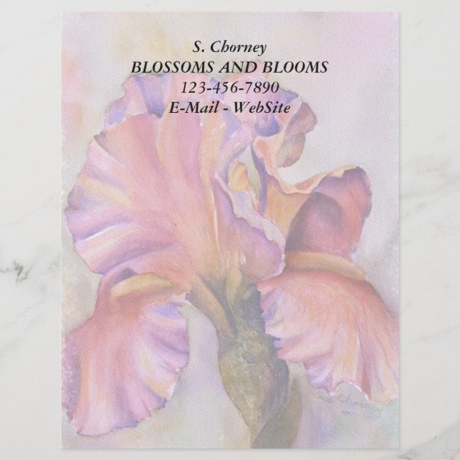 MODÈLE D'EN-TÊTE DE LETTRE EN-TÊTE PERSONNALISABLE ROSE IRIS (Devant)