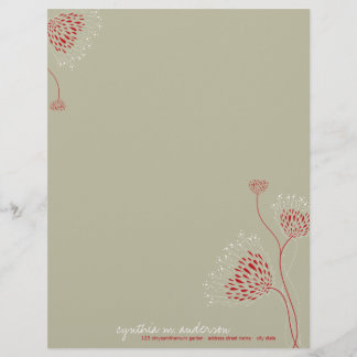 Modèle D'en-tête De Lettre Fleurs Chrysanthème Rouge Élégant Chic Floral