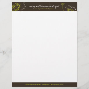 Modèle D'en-tête De Lettre Fleurs Chrysanthème Vert Élégant Chic Floral