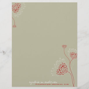 Modèle D'en-tête De Lettre Fleurs de Chrysanthème Rouge Élégant Chic Floral