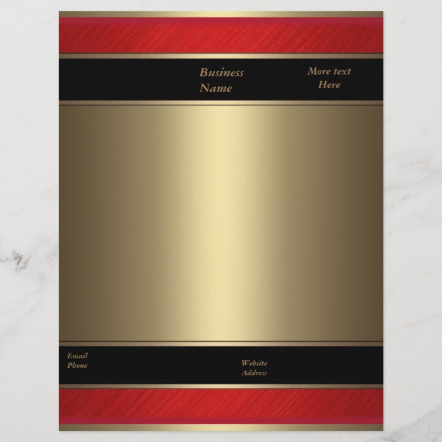 Modèle D'en-tête De Lettre Letterhead Business Rouge Métal Bronze Or (Devant)