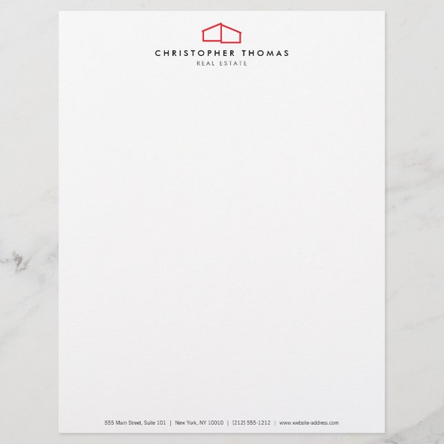 Modèle D'en-tête De Lettre Logo d'habitation moderne Immobilier, Realtor Roug (Devant)