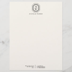 Modèle D'en-tête De Lettre Logo Monogramme Art déco empilé sur ivoire