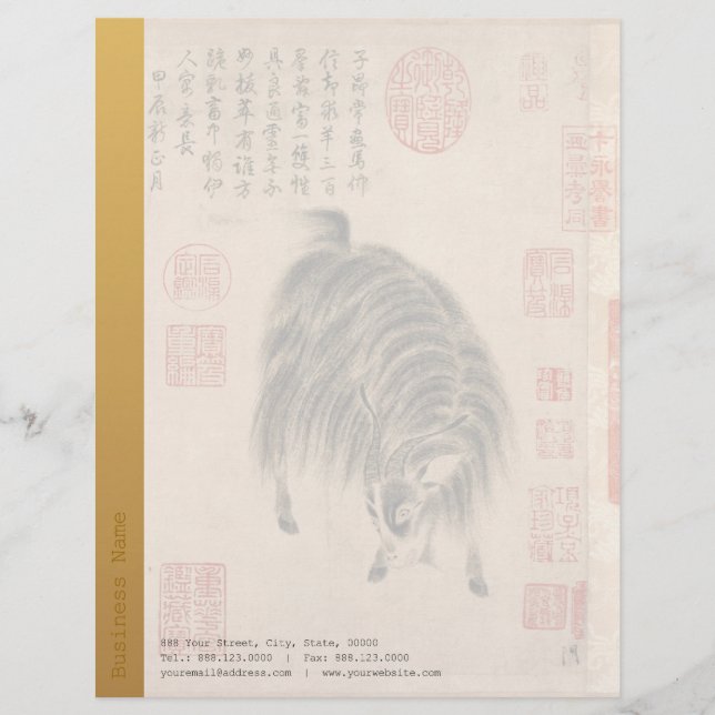 Modèle D'en-tête De Lettre Peinture chinoise Chèvre bélière Année lunaire Zod (Devant)