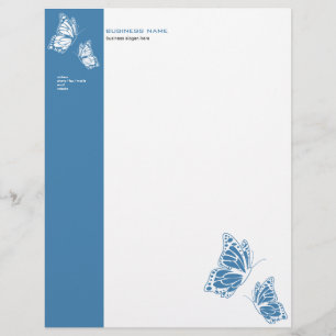 Modèle D'en-tête De Lettre Simple moderne élégant bleu et blanc de papillon