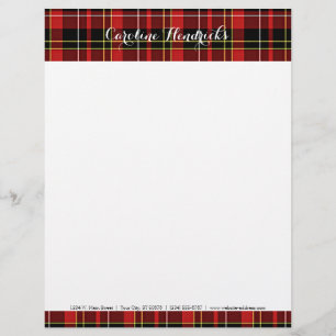 Modèle D'en-tête De Lettre Tartan blanc jaune rouge classique personnalisé