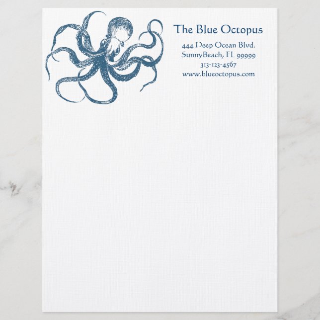 Modèle D'en-tête De Lettre Tête de lettre bleue d'octopus (Devant)
