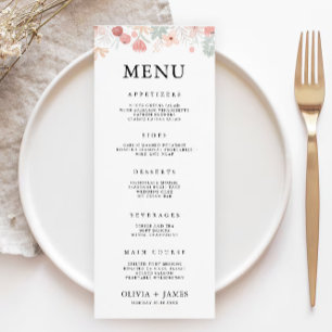 Modèle des cartes de menu Mariage fleur sauvage