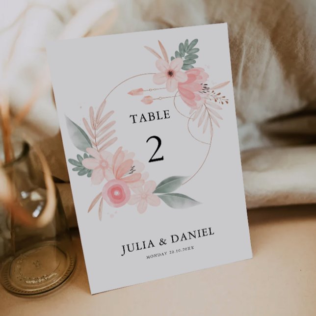 Modèle des cartes de table Mariage fleur sauvage (Wildflower Wedding Table Cards Template)