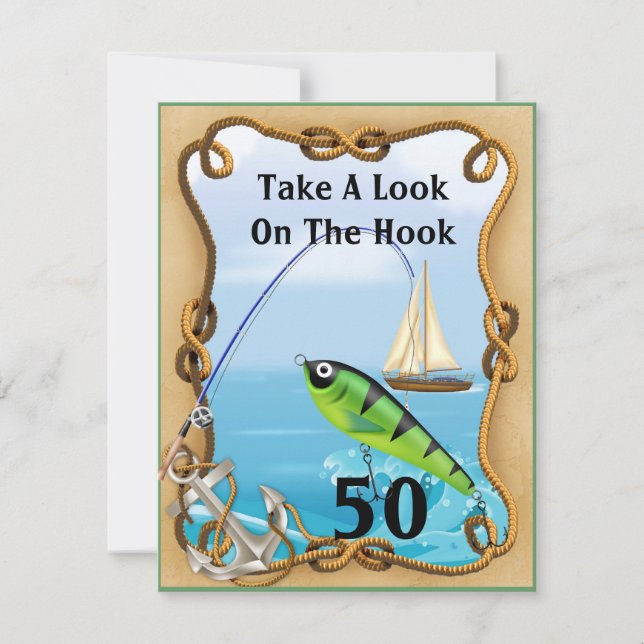 MODÈLE des invitations de pêche de 50e Mens (Devant)