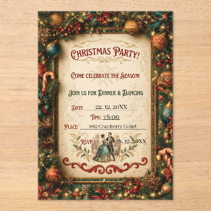 Modèle d'invitation à une fête de Noël vintage 