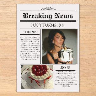 Modèle d'invitation d'anniversaire de journal édit