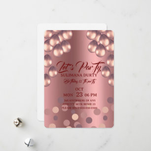 Modèle d'invitation d'anniversaire en or rose : Sé