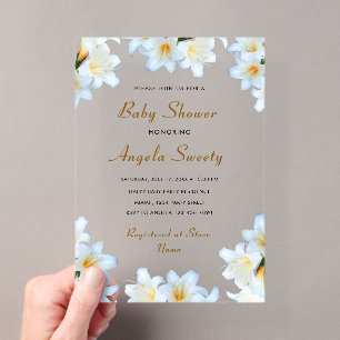 Modèle d'invitation de Baby Shower en acrylique Wh