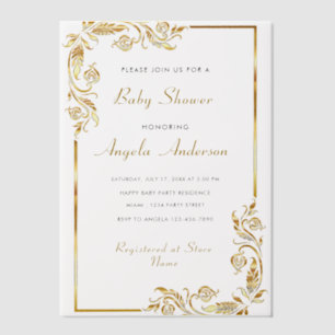 Modèle d'invitation de Baby shower Vellum Or Perso