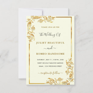 Modèle d'invitation de mariage à cadre floral or