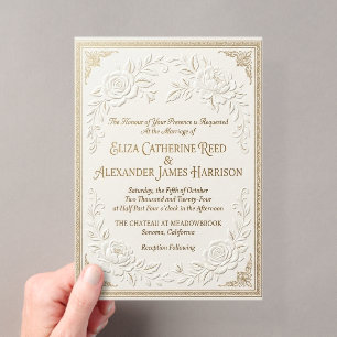 Modèle d'invitation de mariage au papier d'or de l